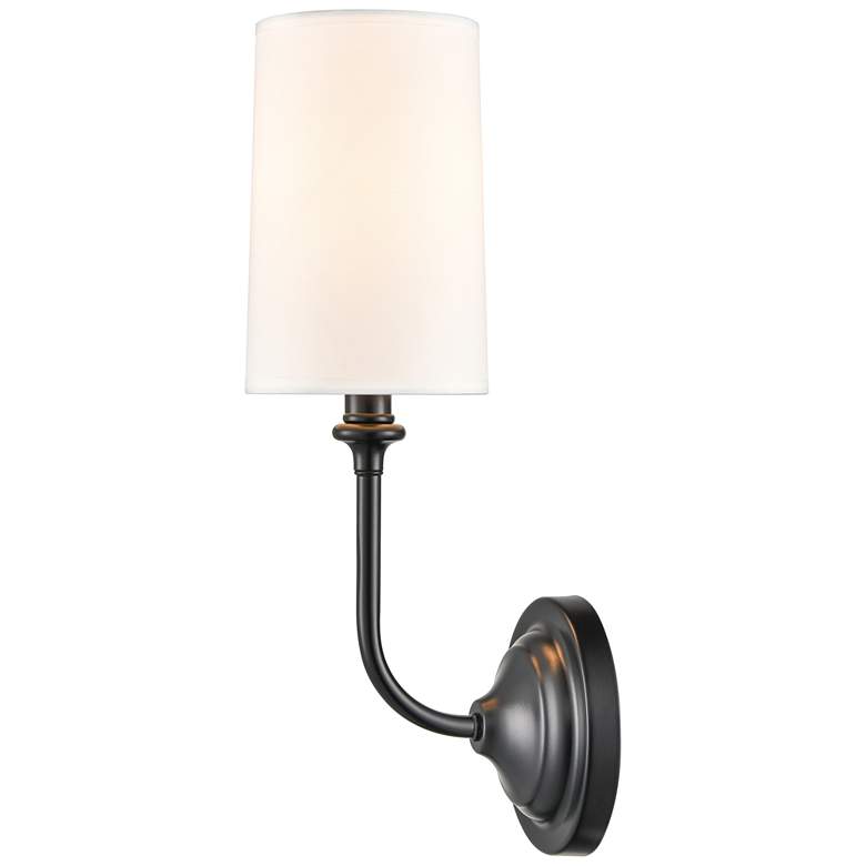 Image 1 Giselle 5 inch Matte Black Sconce w/ Off-White Shade
