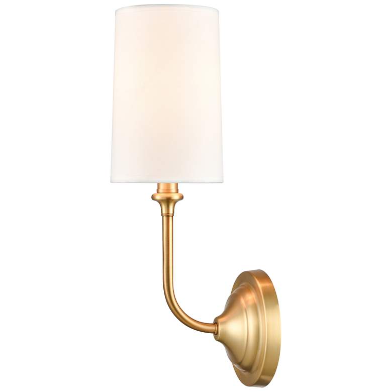 Image 1 Giselle 5" Satin Gold Sconce w/ Off-White Shade