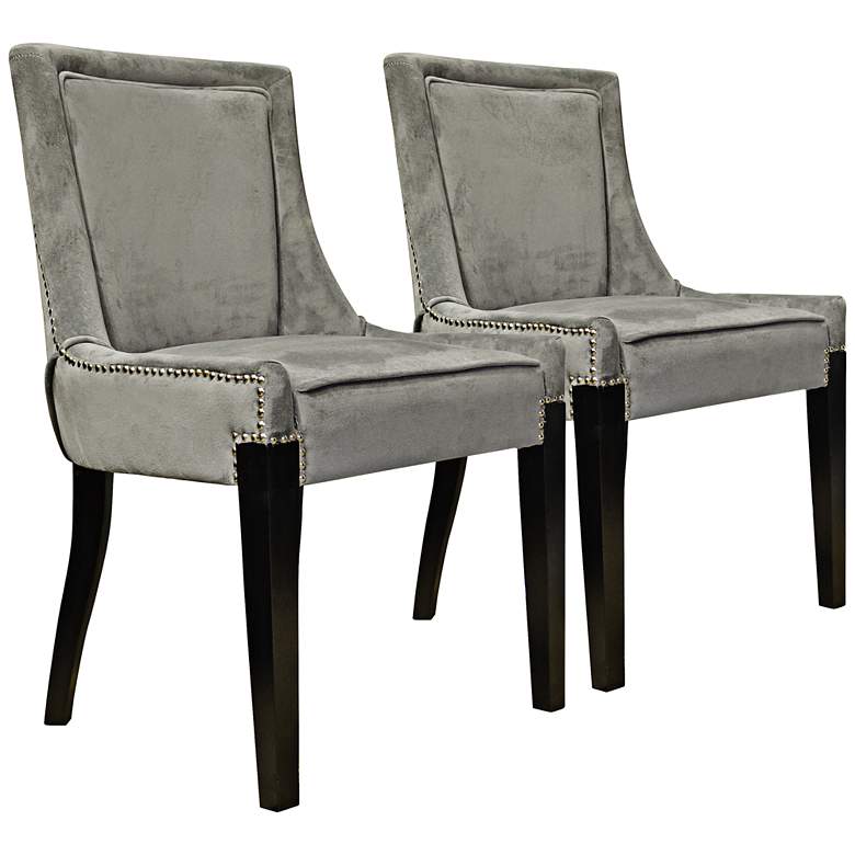 Image 1 Giselle Castalina Gray Velvet Accent Chair Set of 2