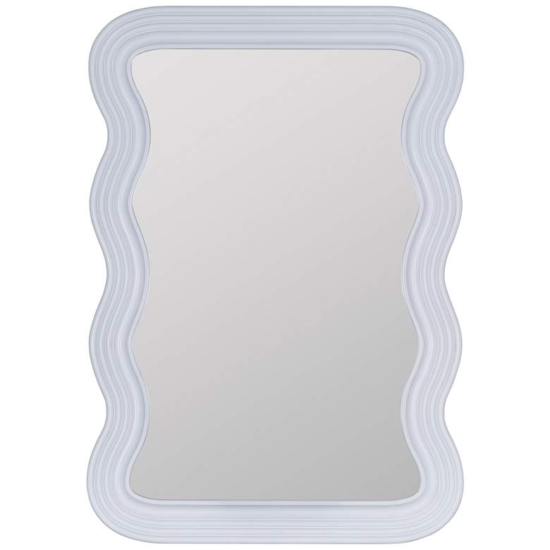 Image 1 Giselle Glossy White 40 inch x 28 inch Wood Rectangle Wavy Wall Mirror