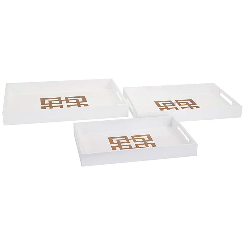 Image 1 Giselle White Lacquer 3-Piece Trays Set
