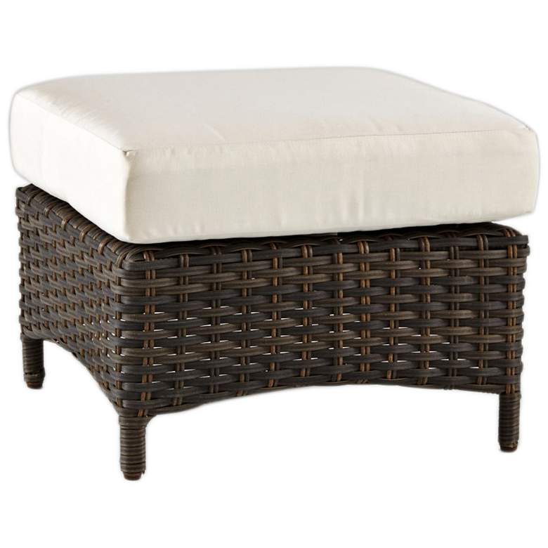 Image 1 Giulia Charcoal Brown Wicker Square Outdoor Ottoman