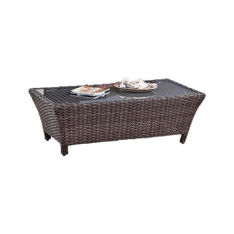 Image 1 Giulia Glass Top and Charcoal Brown Outdoor Coffee Table