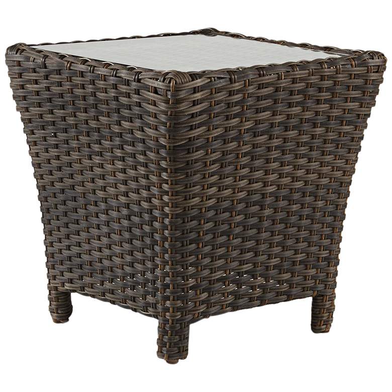 Image 1 Giulia Glass Top and Charcoal Brown Outdoor End Table