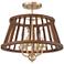 Givens 15 3/4"W Satin Bronze and Wood 4-Light Ceiling Light