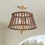 1_Givens 15 3/4"W Satin Bronze and Wood 4-Light Ceiling Light