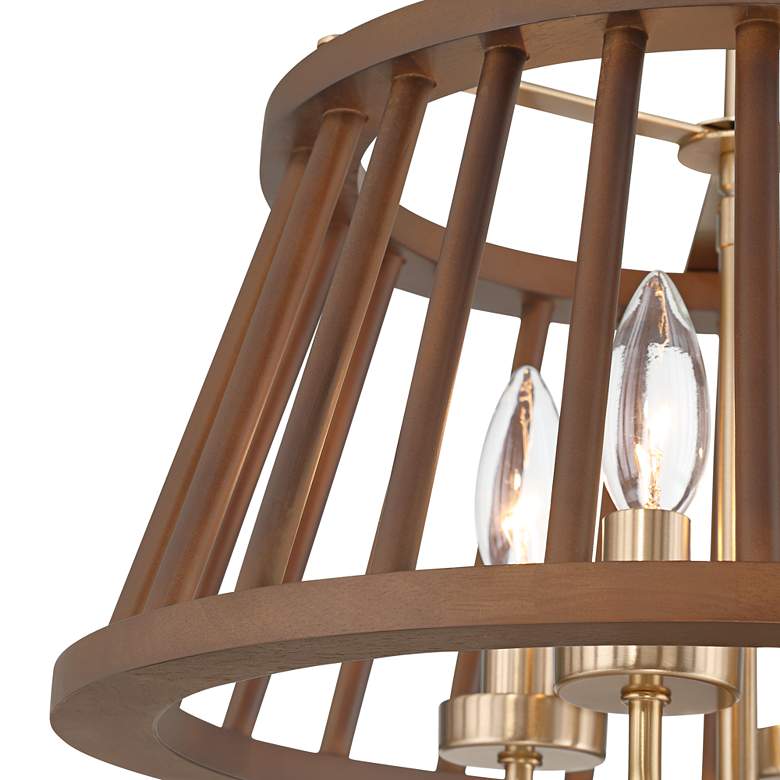 Image 3 Givens 15 3/4"W Satin Bronze and Wood 4-Light Ceiling Light more views