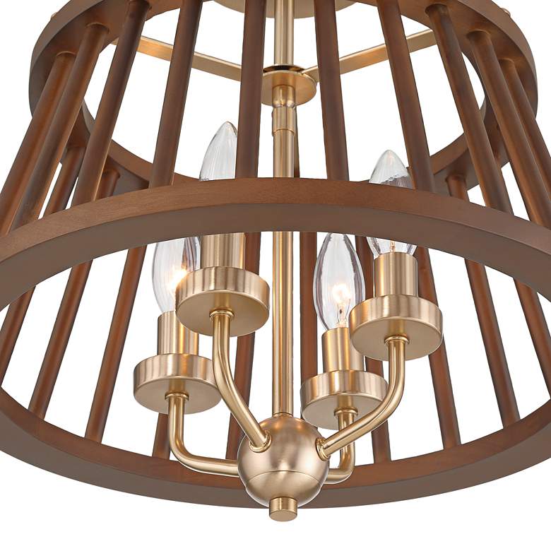Image 4 Givens 15 3/4"W Satin Bronze and Wood 4-Light Ceiling Light more views