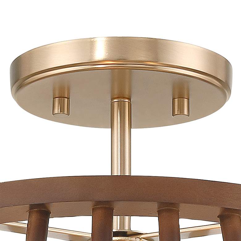 Image 5 Givens 15 3/4"W Satin Bronze and Wood 4-Light Ceiling Light more views