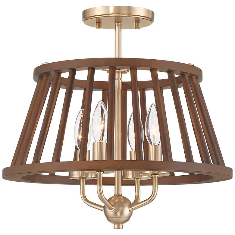 Image 6 Givens 15 3/4"W Satin Bronze and Wood 4-Light Ceiling Light more views