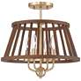 6_Givens 15 3/4"W Satin Bronze and Wood 4-Light Ceiling Light more views