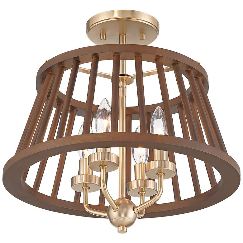 Image 7 Givens 15 3/4"W Satin Bronze and Wood 4-Light Ceiling Light more views