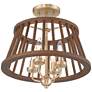 7_Givens 15 3/4"W Satin Bronze and Wood 4-Light Ceiling Light more views