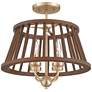 Givens 15 3/4"W Satin Bronze and Wood 4-Light Ceiling Light