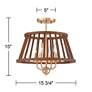 Givens 15 3/4"W Satin Bronze and Wood 4-Light Ceiling Light