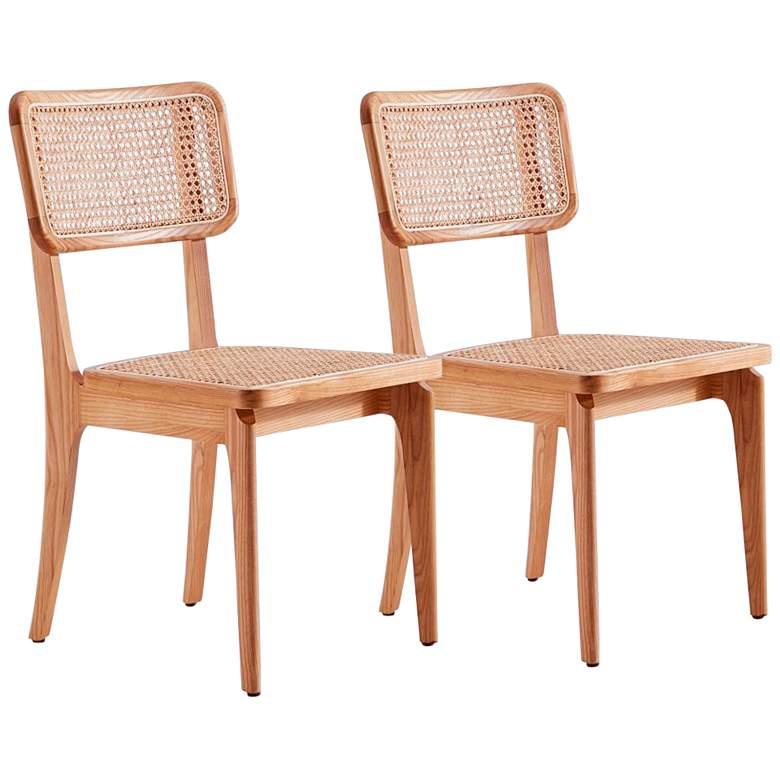 Image 2 Giverny Cane and Matte Nature Wood Dining Chairs Set of 4