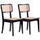 Giverny Natural Cane Matte Black Wood Dining Chairs Set of 4