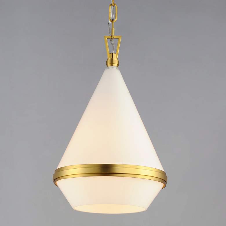 Image 1 Giza 1-Light 11.25" Wide Satin Brass Pendant Light