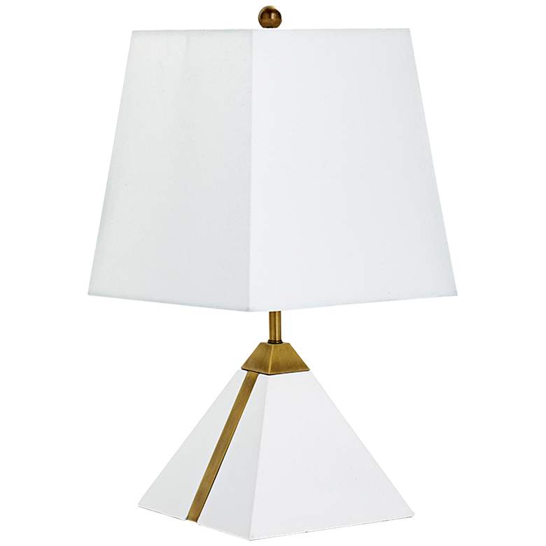 Image 1 Giza Pyramid Brass Stripe White Plaster Accent Table Lamp