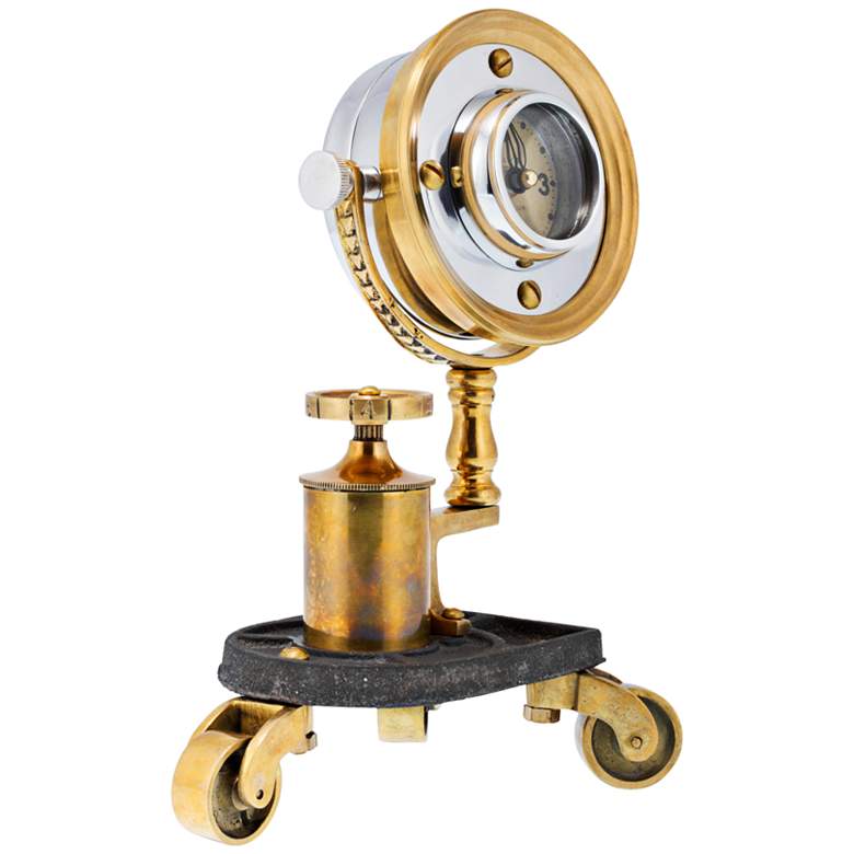 Image 1 Gizmo 10" High Antique Brass Pivot Retro Table Clock