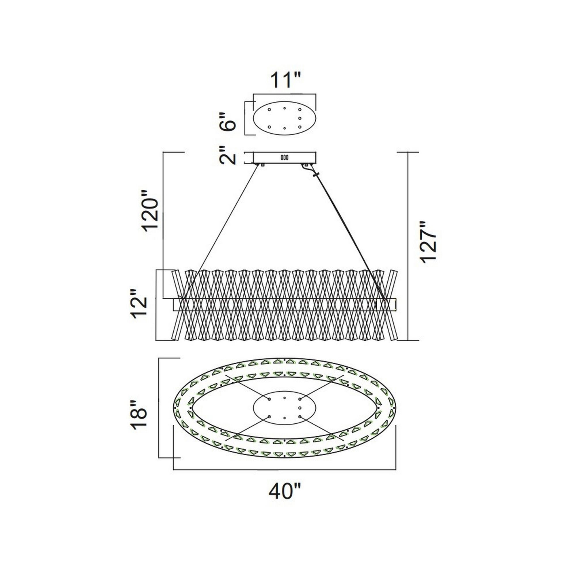Image 6 Glace Integrated LED 40in Round Chrome Chandelier more views