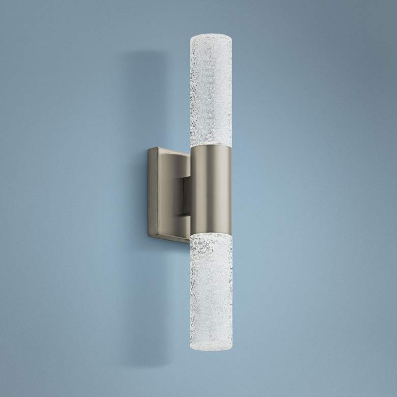Image 1 Glacial Glow™ 12 3/4"H Nickel 2-LED Wall Sconce