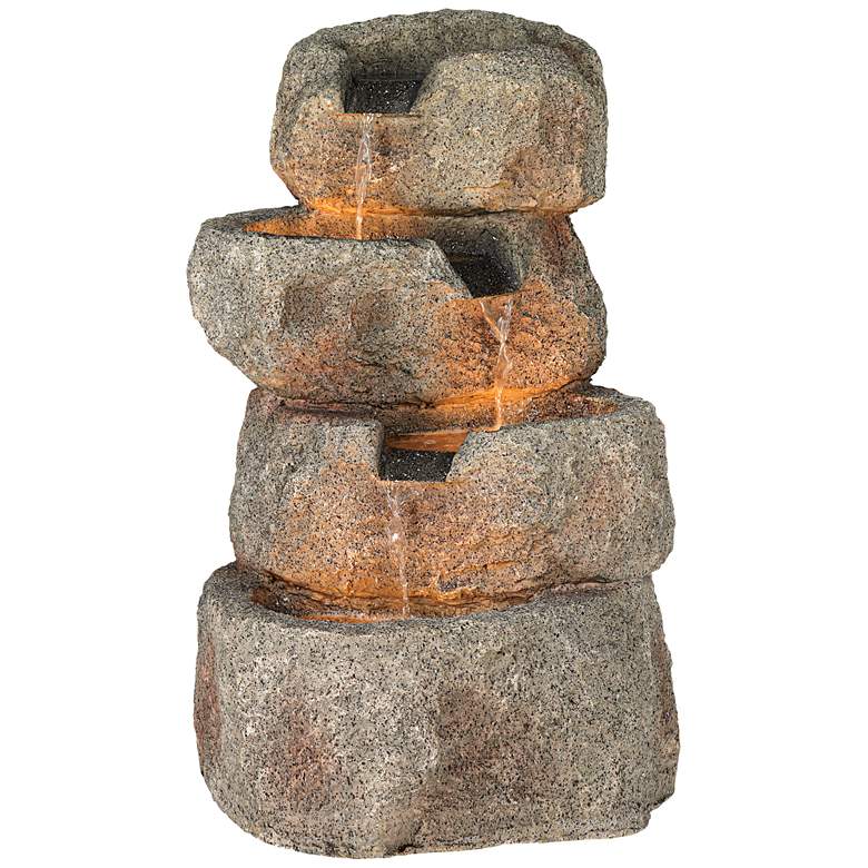 Image 3 Glacial Rock Zen 30" High Water Fountain with LED Lights