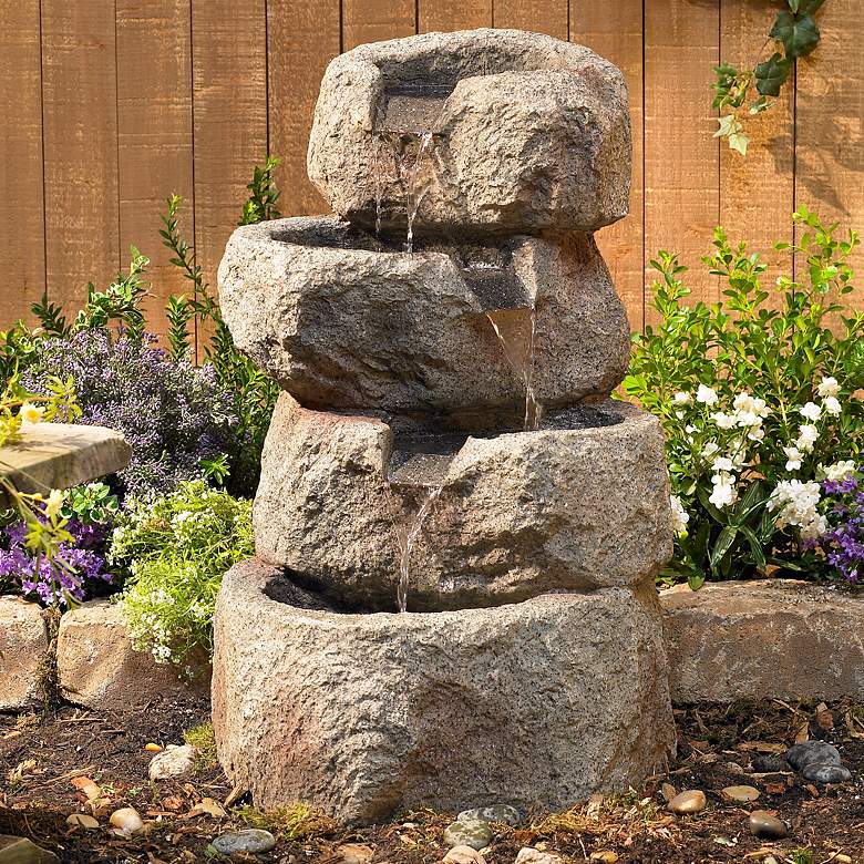 Image 2 Glacial Rock Zen 30" High Water Fountain with LED Lights