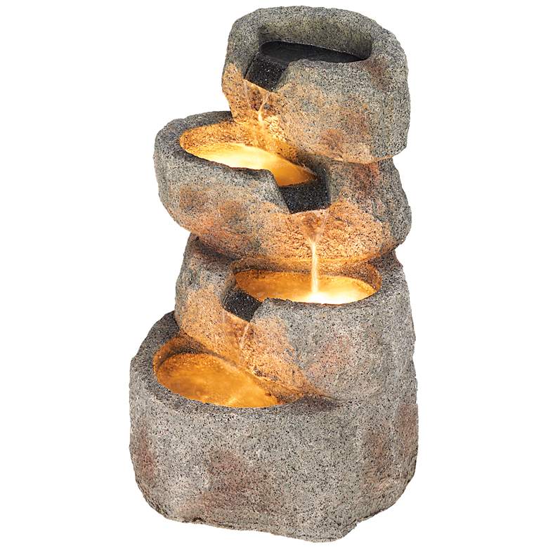 Image 5 Glacial Rock Zen 30" High Water Fountain with LED Lights more views