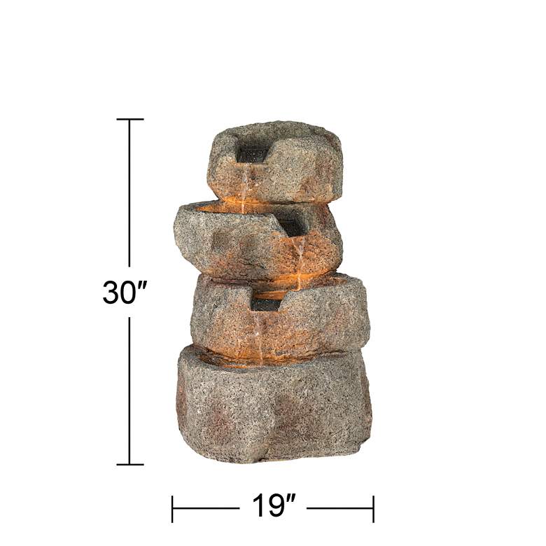 Image 6 Glacial Rock Zen 30" High Water Fountain with LED Lights more views