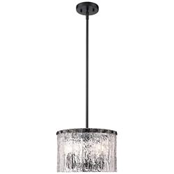 Glacier 12 1/2" Wide Matte Black 3-Light Drum Pendant