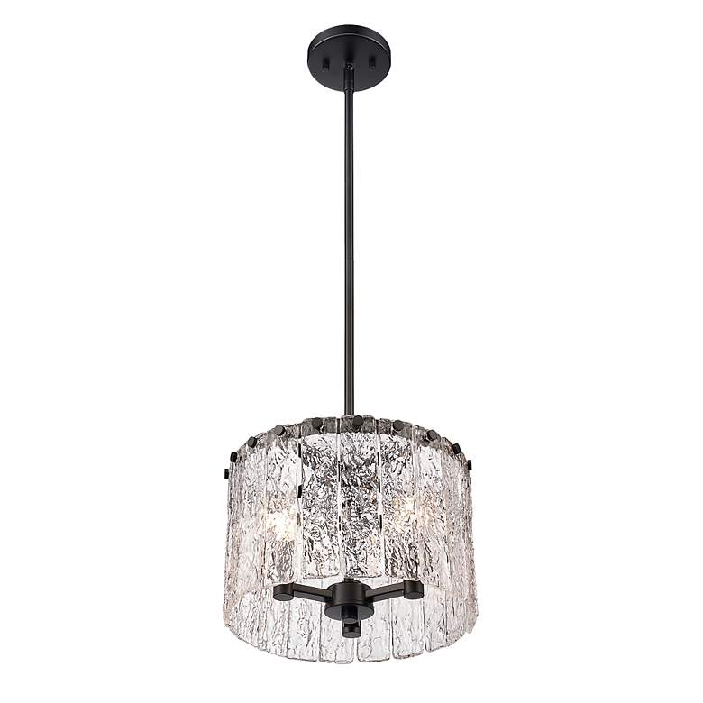 Image 5 Glacier 12 1/2" Wide Matte Black 3-Light Drum Pendant more views