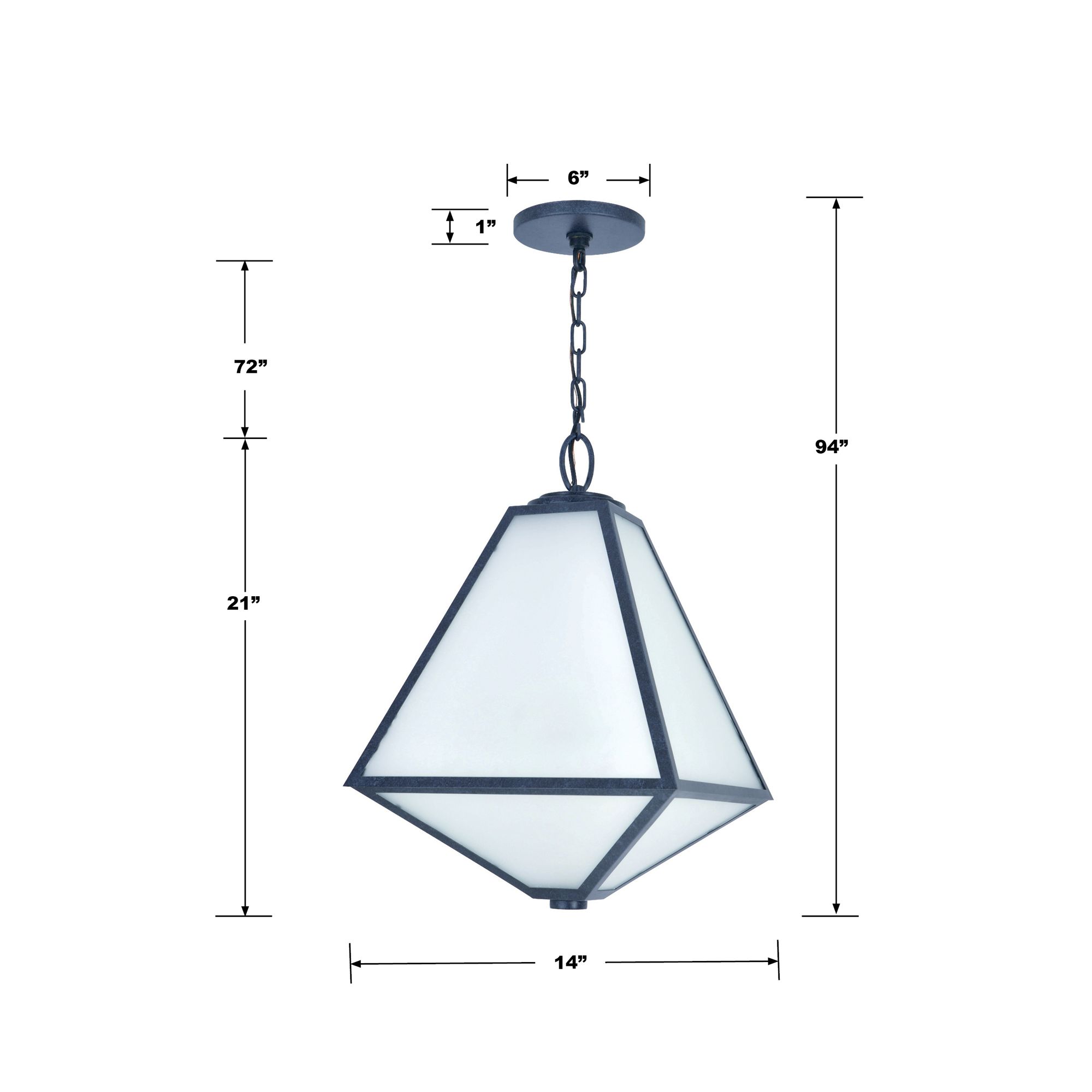 Glacier 14" Wide Black Charcoal Indoor-Outdoor Pendant Light