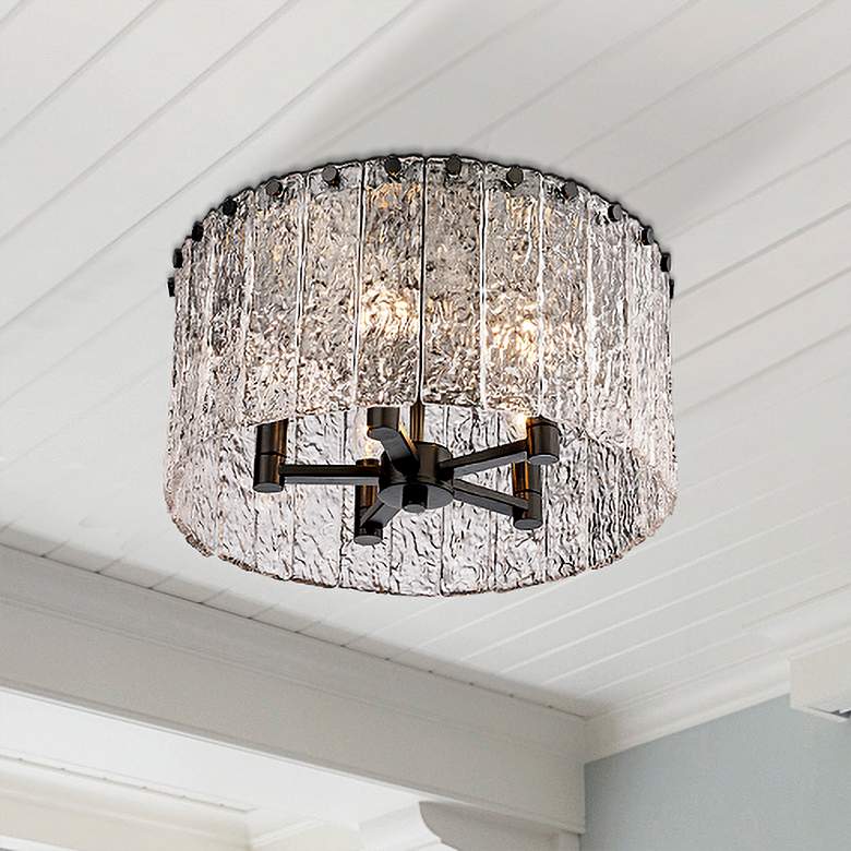Image 2 Glacier 16 3/4" Wide Matte Black 5-Light Ceiling Light