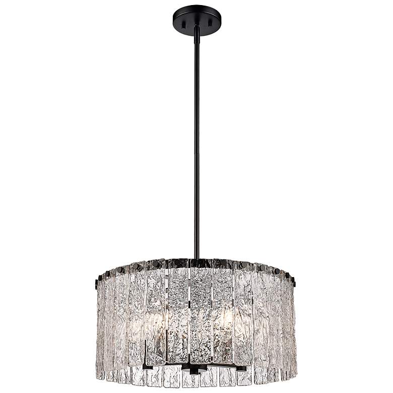 Image 7 Glacier 19" Wide Matte Black 5-Light Pendant more views