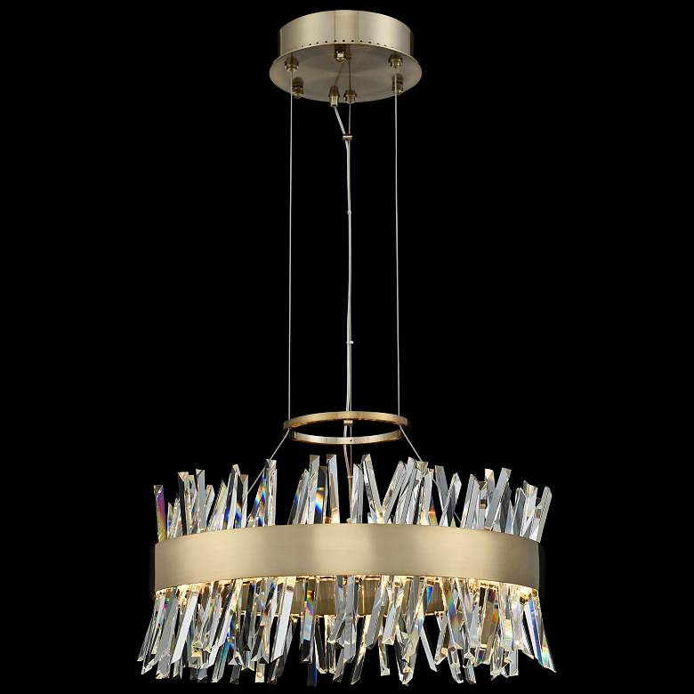 Image 1 Glacier 20" Wide Champagne Gold LED Round Crystal Pendant