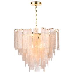 Glacier 21"Wide Polished Brass and Water Glass Chandelier
