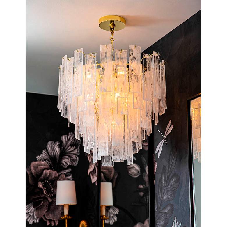 Image 4 Glacier 21"Wide Polished Brass and Water Glass Chandelier more views