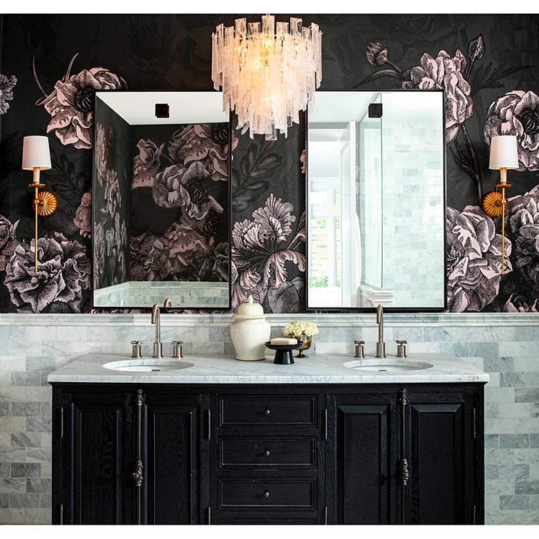 Image 5 Glacier 21"Wide Polished Brass and Water Glass Chandelier more views
