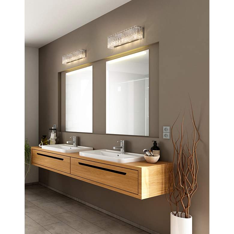 Image 3 Glacier 24" Wide Brushed Nickel and Glass Bath Light more views