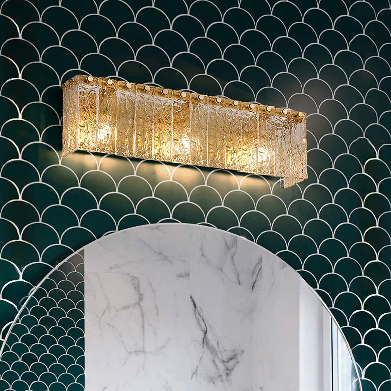 Image 1 Glacier 24" Wide Modern Gold and Textured Glass Bath Light