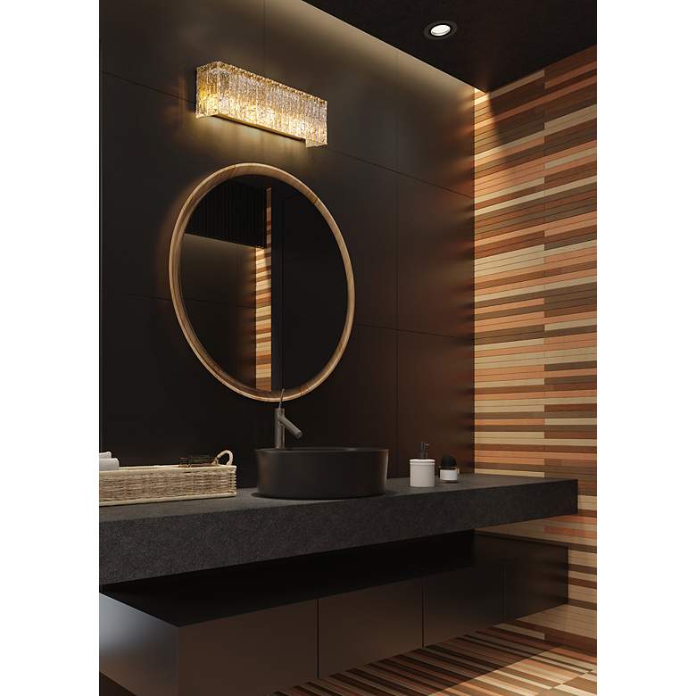 Image 3 Glacier 24" Wide Modern Gold and Textured Glass Bath Light more views