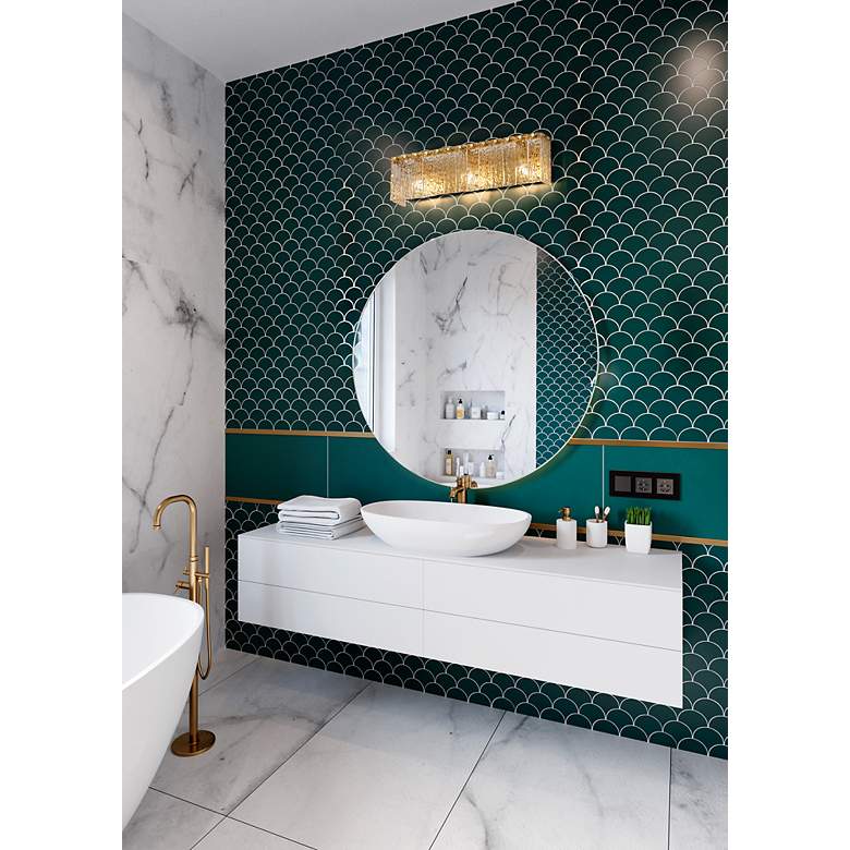 Image 4 Glacier 24" Wide Modern Gold and Textured Glass Bath Light more views