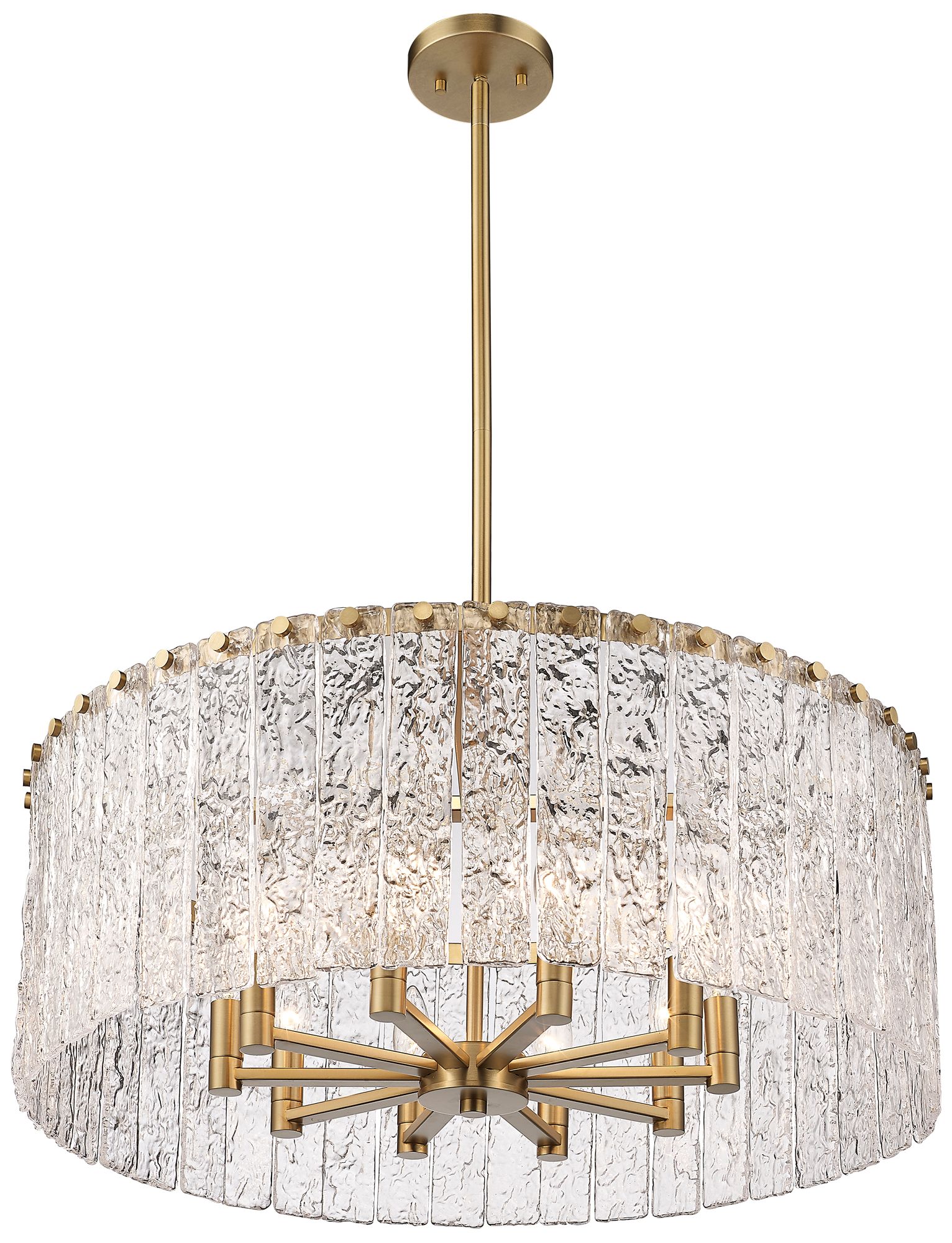 Glacier 26 3 4W Modern Gold Glass 10 Light Drum Pendant 116X5   Glacier 26 And Three Quarter Inchw Modern Gold Glass 10 Light Drum Pendant  116x5views3 