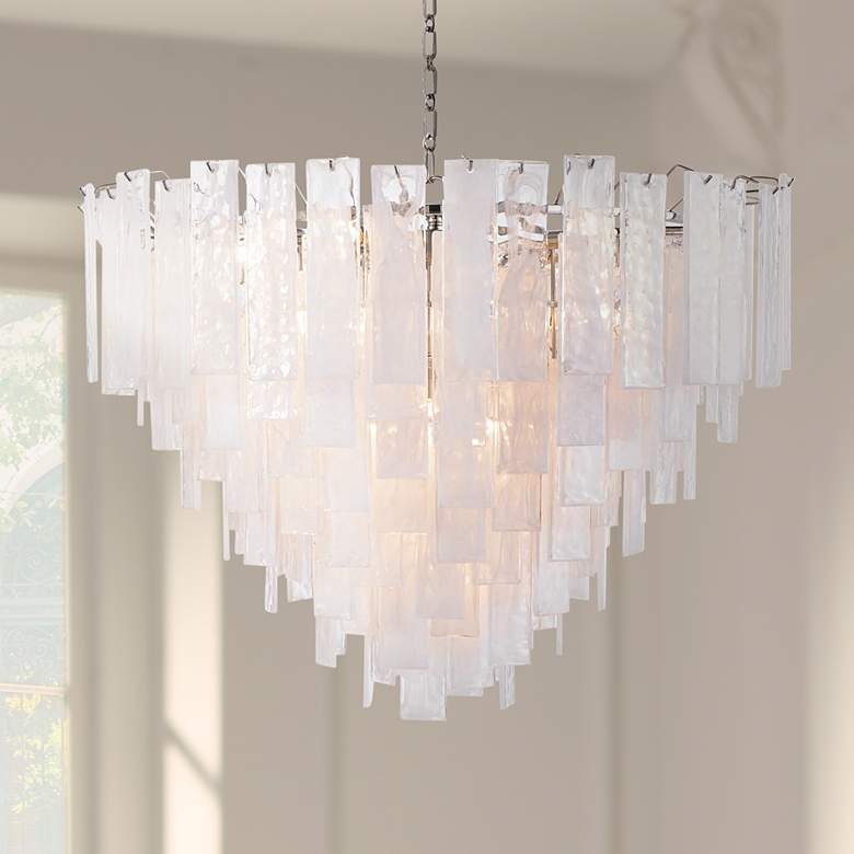 Image 1 Glacier 31" Wide Nickel Glass Cascade 16-Light Chandelier