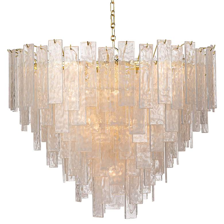 Image 1 Glacier 31" Wide Polished Brass Glass 16-Light Chandelier