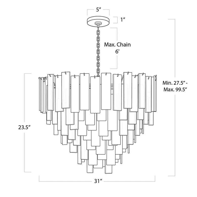 Image 6 Glacier 31" Wide Polished Brass Glass 16-Light Chandelier more views
