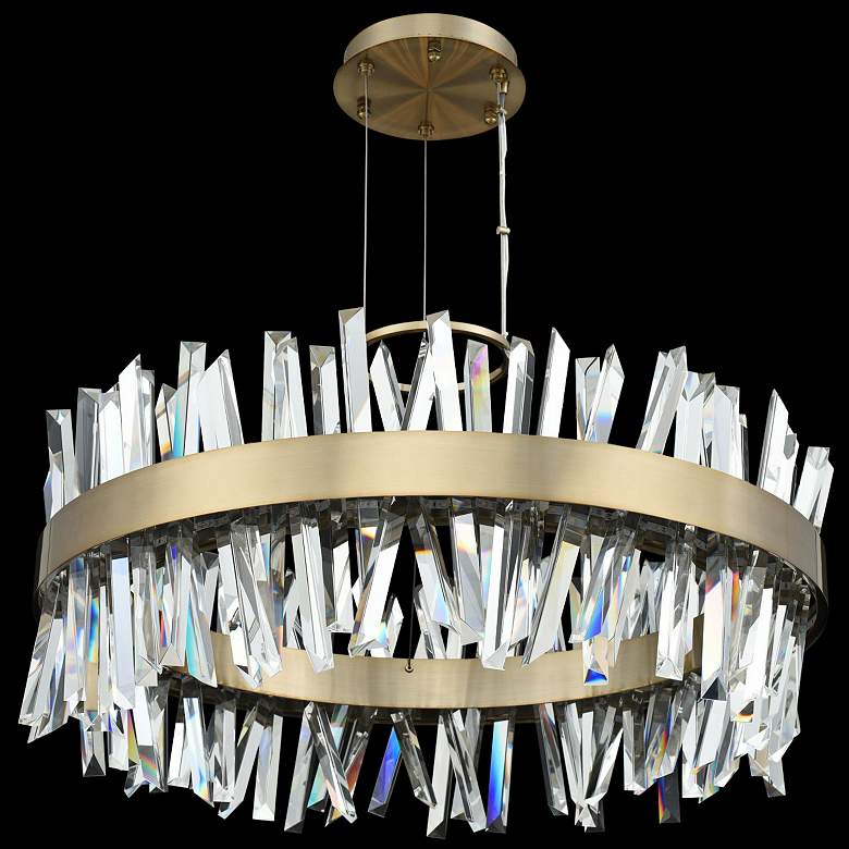 Image 1 Glacier 32" Wide Champagne Gold LED Round Crystal Pendant
