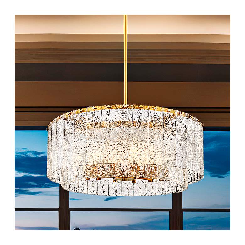 Image 1 Glacier 32" Wide Modern Gold Double Layer Drum Pendant Light