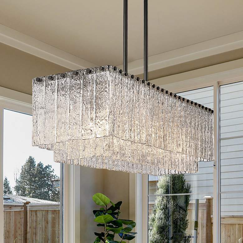 Image 1 Glacier 42 3/4" Wide Matte Black 5-Light Island Chandelier